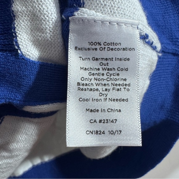 Talbots Blue & White Striped Cotton Cardigan Strawberry Embroidery XL - Picture 5 of 7